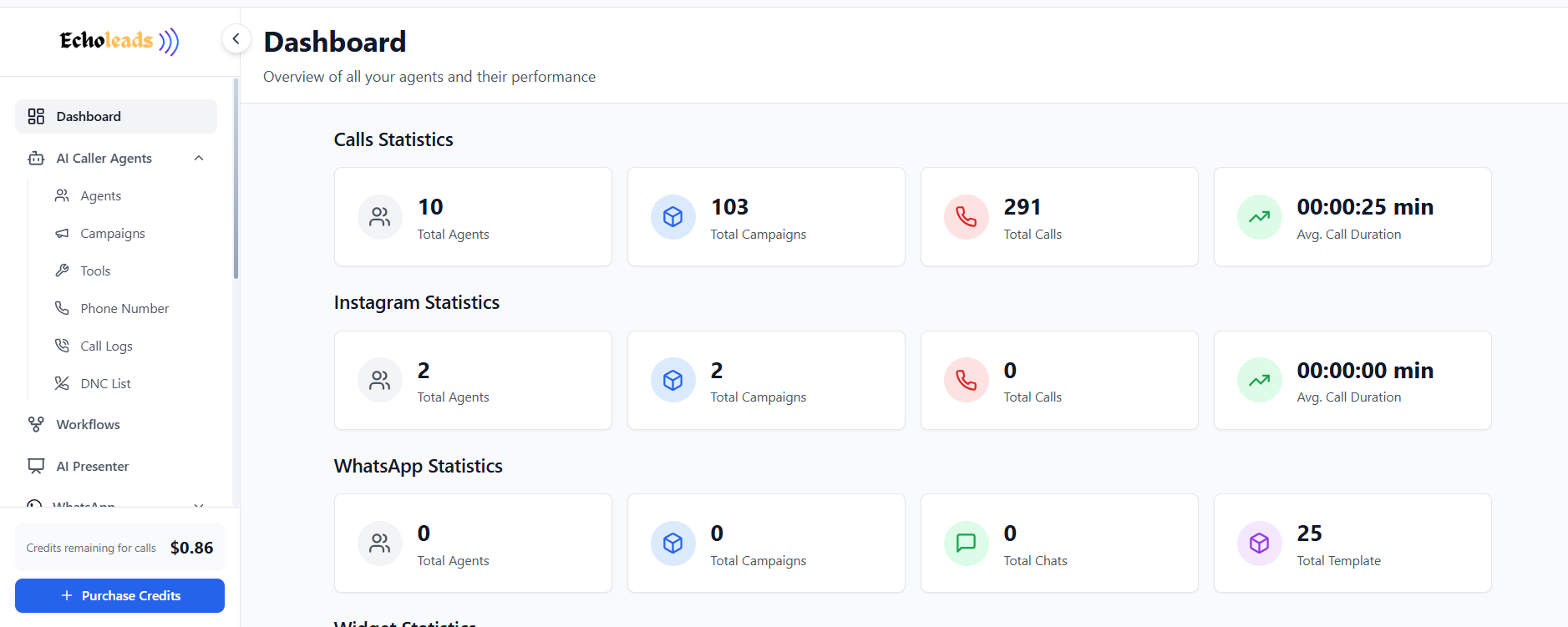 [Screenshot Placeholder — AI Caller Agent Sidebar Menu]